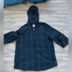 Women’s LL Bean Scotch Plaid Flannel Zip Hoodie